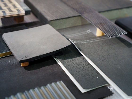 Material and finish samples laid out for selection
