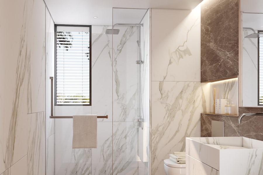 Finished bathroom after tanking and a witnessed flood test